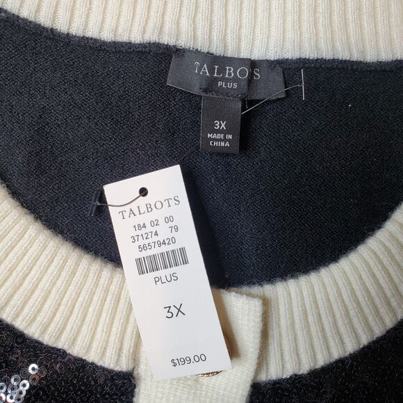 Talbots Women's Size 3X NWT Sequin Embellished Sweater Jacket Black - Picture 6 of 7